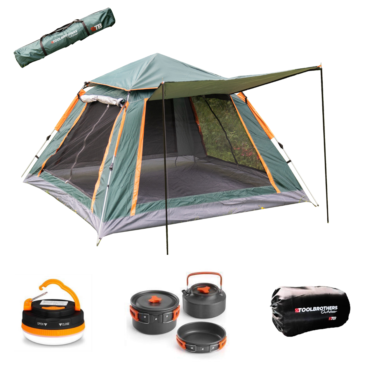 zelt set kaufen Toolbrothers Outdoort Camping-Set Zelt für 2-4 Personen Hydraulikzelt