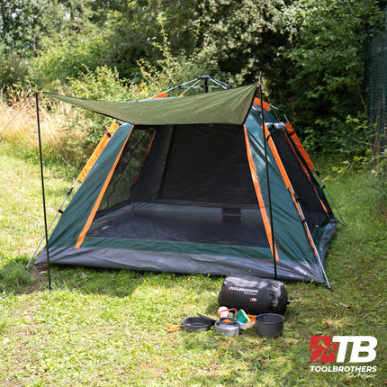 Toolbrothers Outdoort Camping-Set Zelt for 2-4 Personen Hydraulikzelt Pop-Up zelt + Campingausrstung 12 tlg