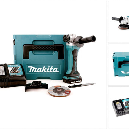 Makita DGA 452 RA1J Akku Winkelschleifer 18 V 115 mm + 1x Akku 2,0 Ah + Ladegerät + Makpac - Toolbrothers