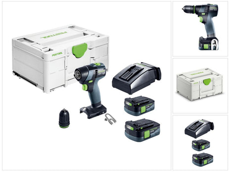 Trapano avvitatore a batteria Festool TXS 12 2,5-Plus 12 V 30 Nm Brushless ( 576873 ) + 2x batteria 2,5 Ah + caricabatterie + Systainer