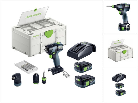 Trapano avvitatore a batteria Festool TXS 12 2,5-Set 12 V 30 Nm brushless ( 576874 ) + 2x batteria 2,5 Ah + caricabatterie + set di punte + systainer