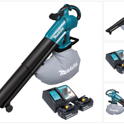 Makita DUB 187 RM2 Soplador y aspirador de hojas sin escobillas e inalámbrico de 18 V + 2 baterías de 4,0 Ah + cargador