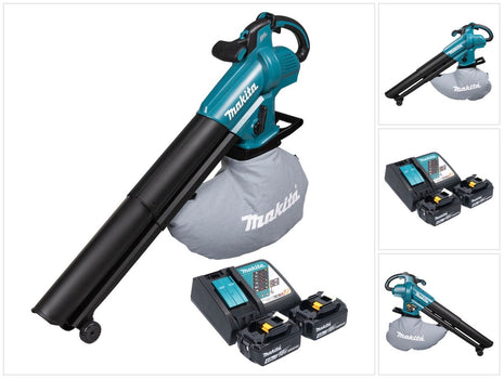 Makita DUB 187 RM2 Akku Laubbläser und Laubsauger 18 V Brushless + 2x Akku 4,0 Ah + Ladegerät