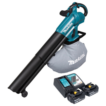 Makita DUB 187 RM2 Soplador y aspirador de hojas sin escobillas e inalámbrico de 18 V + 2 baterías de 4,0 Ah + cargador