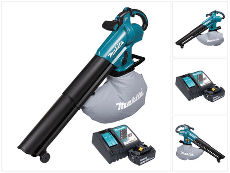 Makita DUB 187 RT Souffleur et aspirateur de feuilles sans fil 18 V Brushless + 1x batterie 5,0 Ah + chargeur