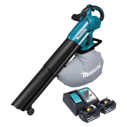 Soplador y aspirador de hojas sin escobillas Makita DUB 187 RG2 Cordless 18 V + 2 baterías de 6,0 Ah + cargador