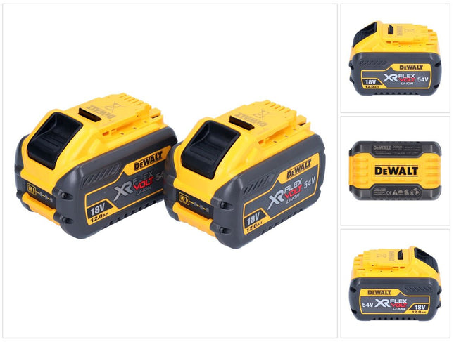 DeWalt 2x DCB 548 rechargeable battery 18 V / 54 V max. 12 Ah / 12000 mAh Li-Ion XR FLEXVOLT - with charge level indicator