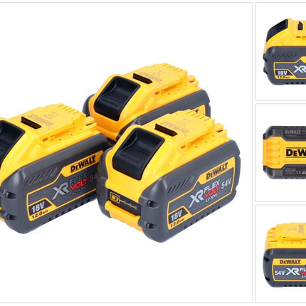 DeWalt 3x DCB 548 batteria 18 V / 54 V max. 12 Ah / 12000 mAh Li-Ion XR FLEXVOLT - con indicatore di carica