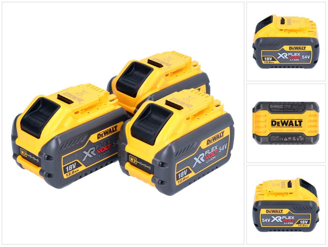 DeWalt 3x DCB 548 battery 18 V / 54 V max. 12 Ah / 12000 mAh Li-Ion XR FLEXVOLT - with charge level indicator