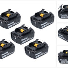 Makita battery set 5x BL 1830 B 18 V 3.0 Ah / 3000 mAh Li-Ion ( 5x 197599-5 ) with LED display - original, no replica