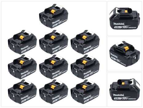 Makita Akku Set 10x BL 1830 B 18 V 3,0 Ah / 3000 mAh Li-Ion ( 10x 197599-5 ) mit LED Anzeige - original, kein Nachbau