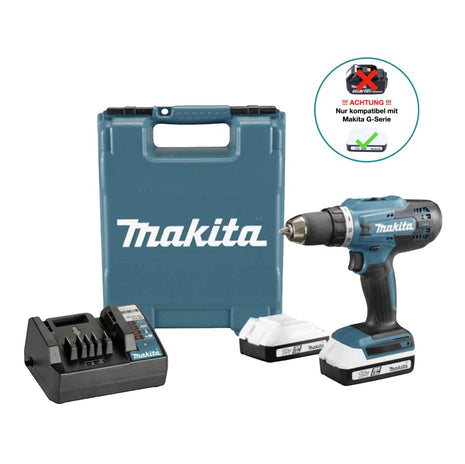 Makita DF 488 D002 Perceuse-visseuse sans fil 18 V 42 Nm série G + 2x batterie 1,5 Ah + chargeur + Coffret