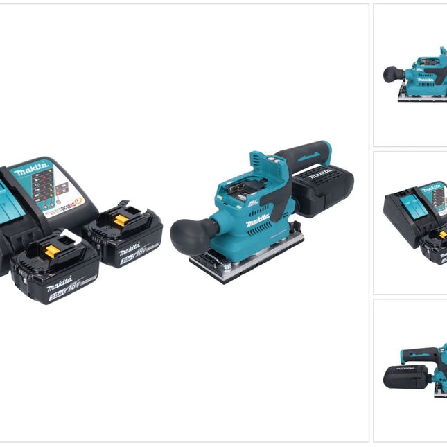 Levigatrice orbitale a batteria Makita DBO 382 RF 18 V 93 x 185 mm brushless + 2x batteria ricaricabile 3,0 Ah + caricabatterie