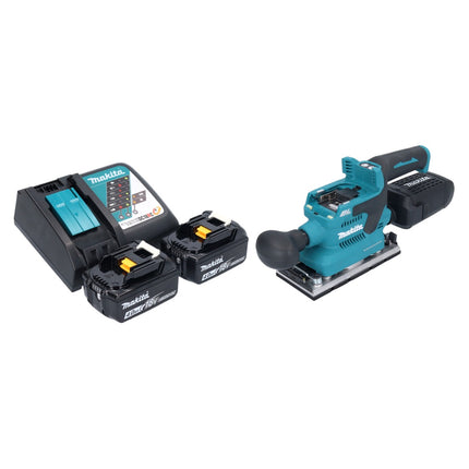 Lijadora orbital sin cable Makita DBO 382 RM 18 V 93 x 185 mm sin escobillas + 2x batería recargable 4,0 Ah + cargador