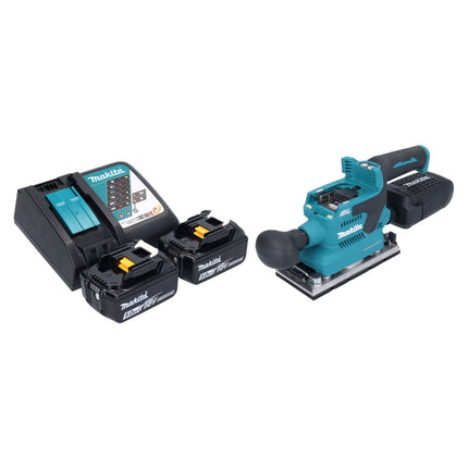Lijadora orbital sin cable Makita DBO 382 RT 18 V 93 x 185 mm sin escobillas + 2x batería recargable 5,0 Ah + cargador