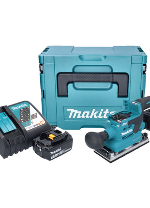 Makita DBO 382 RF1J Akku Schwingschleifer 18 V 93 x 185 mm Brushless + 1x Akku 3,0 Ah + Ladegerät + Makpac