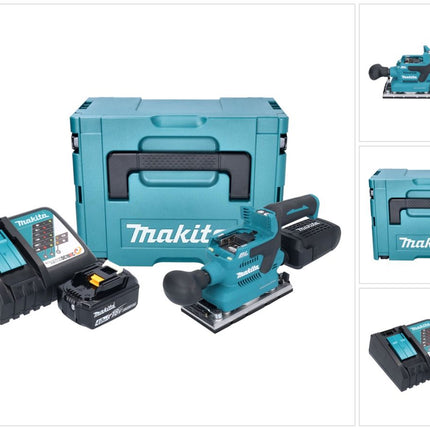 Makita DBO 382 RM1J Lijadora orbital sin cable 18 V 93 x 185 mm sin escobillas + 1x batería recargable 4,0 Ah + cargador + Makpac