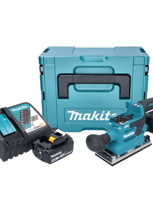 Makita DBO 382 RM1J Akku Schwingschleifer 18 V 93 x 185 mm Brushless + 1x Akku 4,0 Ah + Ladegerät + Makpac