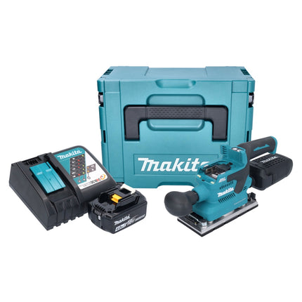 Makita DBO 382 RM1J Lijadora orbital sin cable 18 V 93 x 185 mm sin escobillas + 1x batería recargable 4,0 Ah + cargador + Makpac