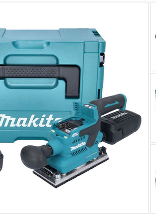 Makita DBO 382 T1J Ponceuse orbitale sur batterie 18 V 93 x 185 mm sans balais + 1x batterie 5,0 Ah + Makpac - sans chargeur