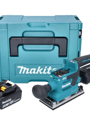 Makita DBO 382 T1J Ponceuse orbitale sur batterie 18 V 93 x 185 mm sans balais + 1x batterie 5,0 Ah + Makpac - sans chargeur