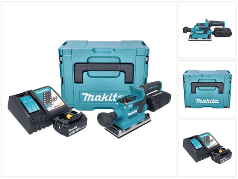 Makita DBO 382 RG1J Ponceuse vibrante sans fil 18 V 93 x 185 mm Brushless + 1x batterie 6,0 Ah + chargeur + Makpac