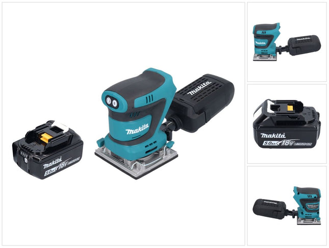 Levigatrice vibrante a batteria Makita DBO 484 T1 18 V 112 x 102 mm + 1x batteria 5,0 Ah - senza caricabatteria