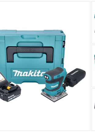 Makita DBO 484 RF1J Akku Schwingschleifer 18 V 112 x 102 mm + 1x Akku 3,0 Ah + Ladegerät + Makpac