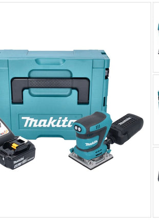 Makita DBO 484 RM1J Akku Schwingschleifer 18 V 112 x 102 mm + 1x Akku 4,0 Ah + Ladegerät + Makpac