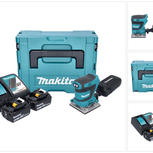 Levigatrice orbitale a batteria Makita DBO 484 RTJ 18 V 112 x 102 mm + 2x batteria 5,0 Ah + caricabatterie + Makpac