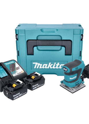 Makita DBO 484 RTJ Akku Schwingschleifer 18 V 112 x 102 mm + 2x Akku 5,0 Ah + Ladegerät + Makpac