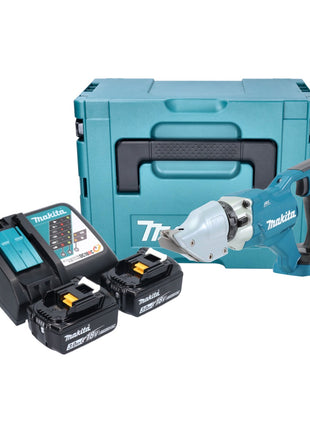 Makita DJS 200 RFJ Akku Blechschere 18 V 2,0 mm Brushless + 2x Akku 3,0 Ah + Ladegerät + Makpac