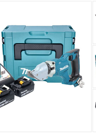 Makita DJS 200 RMJ Akku Blechschere 18 V 2,0 mm Brushless + 2x Akku 4,0 Ah + Ladegerät + Makpac