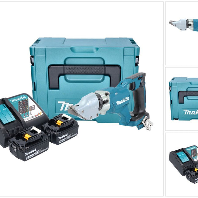 Makita DJS 200 RMJ cordless sheet metal shears 18 V 2.0 mm brushless + 2x battery 4.0 Ah + charger + Makpac