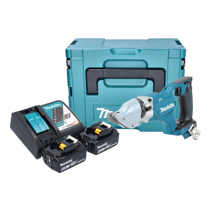 Makita DJS 200 RGJ cizalla de chapa sin cable 18 V 2,0 mm sin escobillas + 2x batería recargable 6,0 Ah + cargador + Makpac