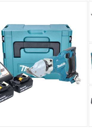 Makita DJS 200 RGJ Akku Blechschere 18 V 2,0 mm Brushless + 2x Akku 6,0 Ah + Ladegerät + Makpac