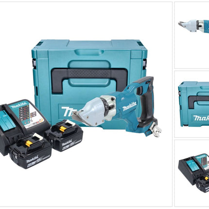 Makita DJS 200 RGJ cizalla de chapa sin cable 18 V 2,0 mm sin escobillas + 2x batería recargable 6,0 Ah + cargador + Makpac