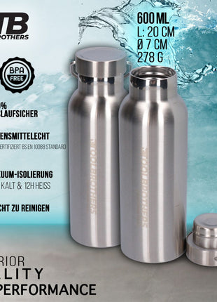 Toolbrothers Fan Lunchpaket in Hardcase Tragetasche Lunchtasche Wasserdicht  mit Edelstahl Brotdose & Bambus Deckel 1200 ml + Edelstahl Trinkflasche 600 ml + 4 in 1 Multifunktions Besteck