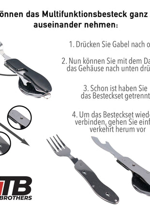 Toolbrothers Sac à lunch Fan dans un étui rigide, sac de transport, sac à lunch étanche avec boîte à lunch en acier inoxydable et couvercle en bambou 1200 ml + gourde en acier inoxydable 600 ml + couverts multifonctions 4 en 1