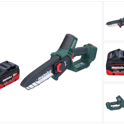Metabo MS 18 LTX 15 Motosierra sin cable 18 V 15 cm 5 m/s + 1x batería 5,5 Ah - sin cargador gert