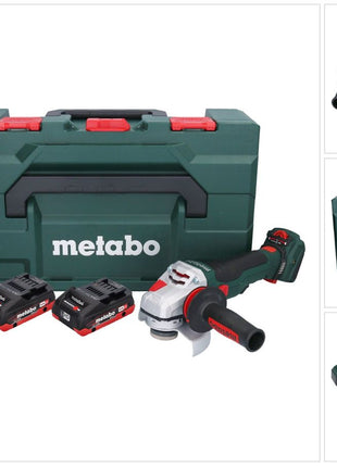 Metabo WVB 18 LTX BL 15-125 Meuleuse d'angle sur batterie Quick 18 V 125 mm sans balais + 2x batterie 4,0 Ah + chargeur + métaBOX