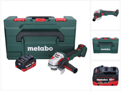 Metabo WVB 18 LTX BL 15-125 Meuleuse d'angle sur batterie Quick 18 V 125 mm sans balais + 1x batterie 5,5 Ah + métaBOX - sans chargeur