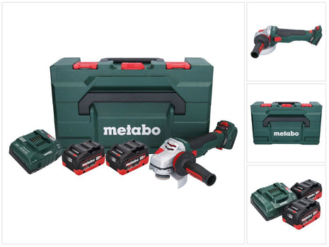 Metabo WVB 18 LTX BL 15-125 Amoladora angular de batería Quick 18 V 125 mm sin escobillas + 2x batería 8,0 Ah + cargador + metaBOX