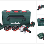 Metabo WVB 18 LTX BL 15-125 Quick Amoladora angular a batería 18 V 125 mm sin escobillas + 2 baterías de 10,0 Ah + cargador + metaBOX