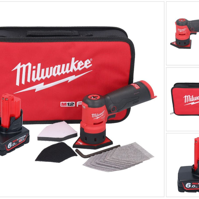 Milwaukee M12 FDSS-601B Akku Punktschleifer 12 V 88,8 x 63,5 mm + 1x Akku 6,0 Ah - ohne Ladegerät
