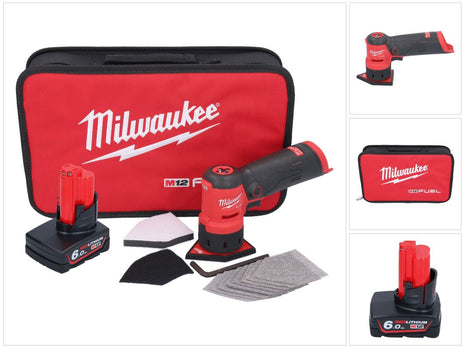 Milwaukee M12 FDSS-601B Akku Punktschleifer 12 V 88,8 x 63,5 mm + 1x Akku 6,0 Ah - ohne Ladegerät