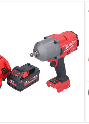 Milwaukee M18 FHIWF12-551 akumulatorowy klucz udarowy 18 V 1356 Nm 1/2" bezszczotkowy + 1x akumulator 5,5 Ah + ładowarka