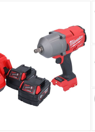 Milwaukee M18 FHIWF12-602 Akku Schlagschrauber 18 V 1356 Nm 1/2" Brushless + 2x Akku 6,0 Ah + Ladegerät