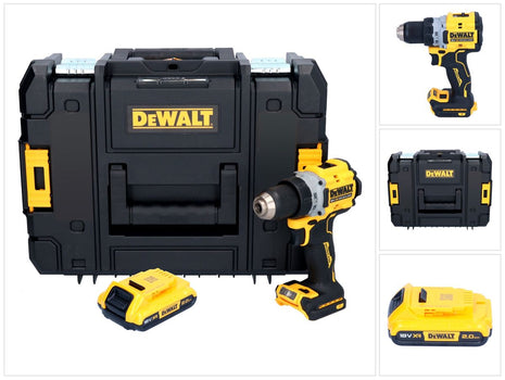 Taladro atornillador inalámbrico DeWalt DCD 800 NT 18 V 90 Nm sin escobillas + 1x batería 2,0 Ah + TSTAK - sin cargador