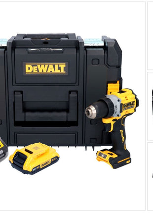 Taladro atornillador inalámbrico DeWalt DCD 800 D1T 18 V 90 Nm sin escobillas + 1x batería 2,0 Ah + cargador + TSTAK